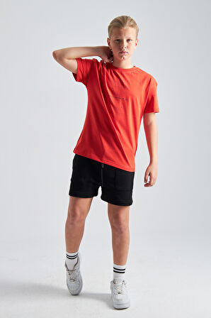 Futbol Sahası Desenli %100 Pamuk Erkek Çocuk  Oversize Tişört