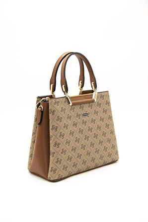 Kadın Omuz Çantası 969-43496 SİLVER POLO Kadın ÇANTASI M178 KOYU BEJ-MAT TABA