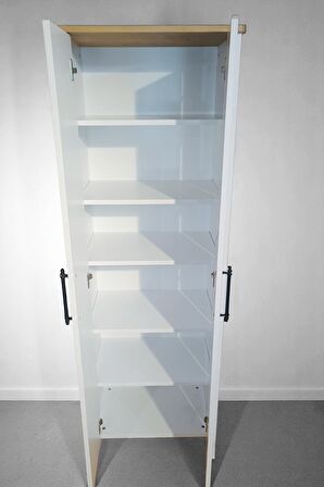 İki Kapaklı Raflı Çok Amaçlı Dolap Beyaz 182cm
