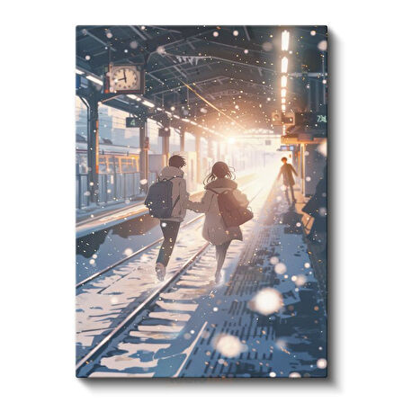 Karlı İstasyon - Romantik Yolculuk Anime Kanvas Tablo