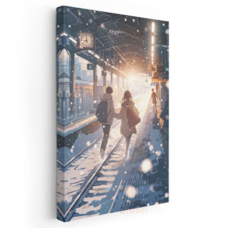 Karlı İstasyon - Romantik Yolculuk Anime Kanvas Tablo