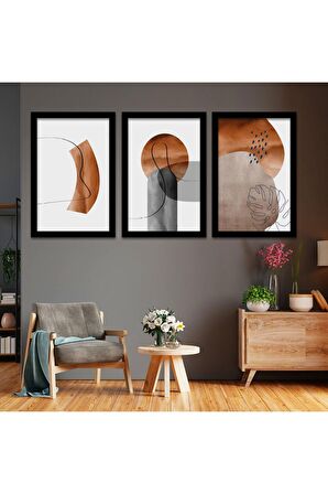 GOLD AYNALI PLEKSİ ÇERÇEVELİ MODERN ZARİF GRİ YEŞİL YAPRAK DESENLİ SOYUT ÇİZİM TABLO