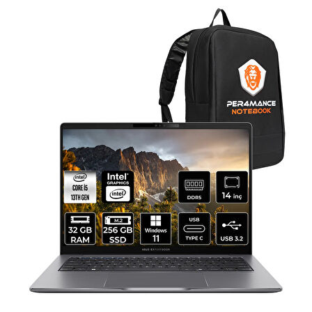 Asus Expertbook P3 i5 13420H 32GB DDR5 256GB SSD 14" WUXGA W11P P3405CVA Dizüstü Bilgisayar & ÇANTA