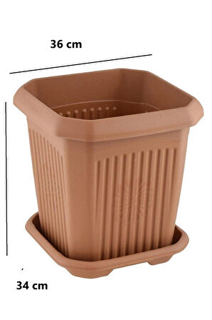 1 adet 25 Litre Plastik Kare Büyük Boy Bahçe Balkon Salon Çiçek Yada Ağaç Saksı 36*36*34 cm Tabaklı