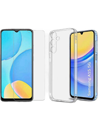 Samsung A15 Uyumlu Ekran Koruyucu Ve Şeffaf Kılıf