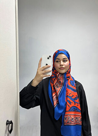 Aminenesil Etnik Desen Turuncu Renk Soft Pamuk Şal