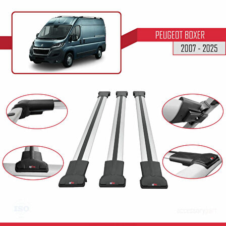 Peugeot Boxer 2 2007 ve Sonrası ile Uyumlu FLY Model Ara Atkı Tavan Barı Gri 3 Adet