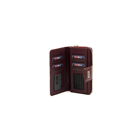 Silver Polo  Kadın Portföy Çantası 928-43543 SILVER POLO BAYAN PORTFÖY M178 KAHVE SARI-MAT BORDO