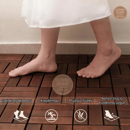 RUNNEN Akasya Ağacı Yer Karosu 9 Adet 1 Koli Bahçe Banyo Deck Ahşap Karo Masif Yer Döşemesi Balkon Deck