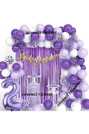 MOR RAKAMLI MOR LİLA BEYAZ BOLON ZİNCİR SET