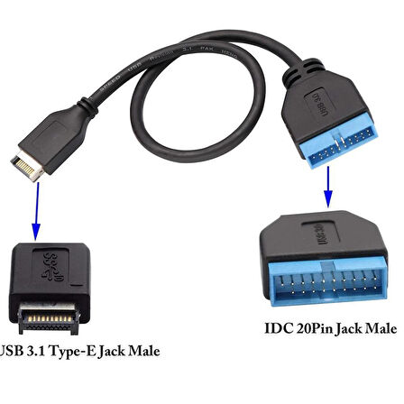 5076 USB 3.1 Type-E Male To USB 3.0 19 20 Pin Dişi Uzatma Kablosu.