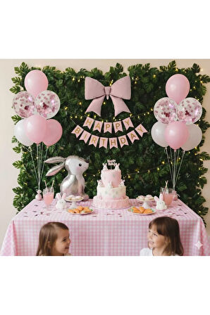 pembe fiyonklu doğum günü balon set