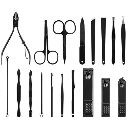 Paslanmaz Çeli̇k 18in1 Profesyonel Mani̇kür Tirnak Bakim Seti̇