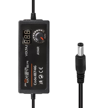 18746 12 Volt - 24 Volt - 5 Amper Çok Uçlu Di̇ji̇tal Ekranli Ayarli Kademeli̇ Adaptör