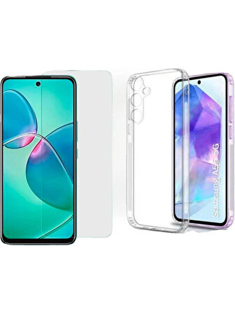 Samsung A55 Uyumlu Ekran Koruyucu Ve Şeffaf Kılıf