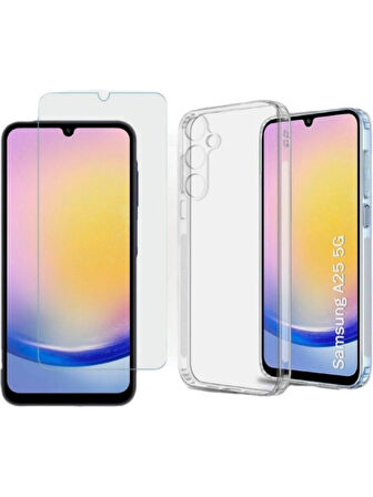 Samsung A25 Uyumlu Ekran Koruyucu Ve Şeffaf Kılıf
