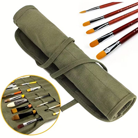 Sanatsal Rulo Fırça Çantası - 22 Bölmeli