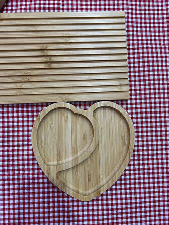 DEKORATİF SUNUMLUK BAMBU SET OLUKLU SUNUMLUK