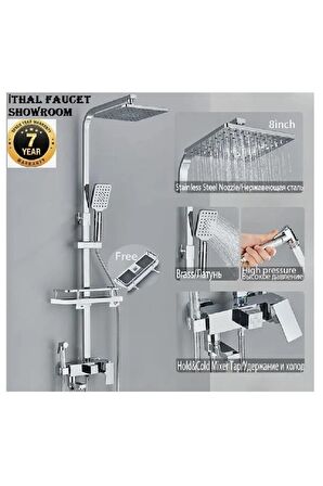 Banyo Bataryası Duş Seti Mat Krom Nikel Sepetli Bideli Yeni Model Ithal 7 Yıl Garantili