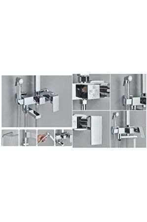 Banyo Bataryası Duş Seti Mat Krom Nikel Sepetli Bideli Yeni Model Ithal 7 Yıl Garantili