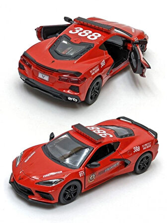 Kinsmart 1:36 Ölçek Metal Çek Bırak Corvette Diecast  Fire Fighter veya Polis Arabası