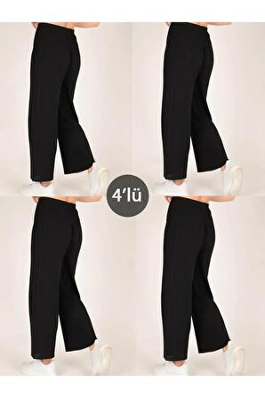 4'lü Likralı Bol Paça Rahat Kadın Pijama Altı Tek Alt Pijama Altı 2027-1