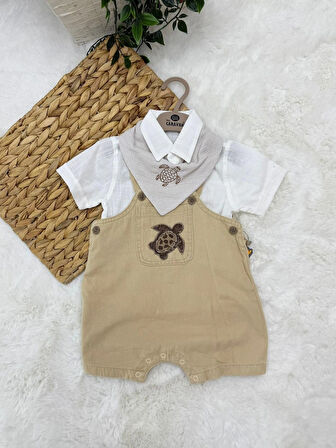 ERKEK BEBEK PAMUKLU ÇIKARILABİLİR ÖNLÜK AKSESUARLI 3 PARÇA TULUM