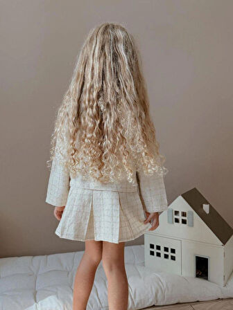 KIZ ÇOCUK TÜVİT KUMAŞ CEKET ETEK 2Lİ TAKIM ŞIK ÖZEL GÜN GÜNDELİK