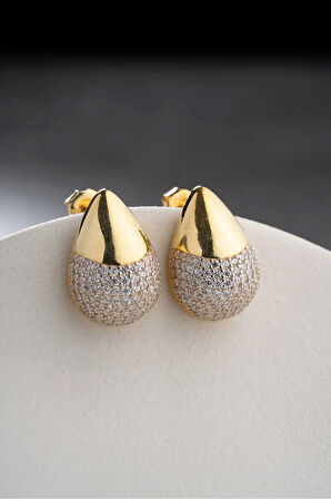 Zirkon Taşlı Damla Küpe