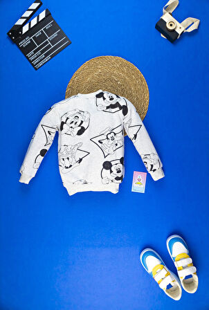 Çocuklara Özel Mickey ve Minnie Desenli Sweatshirt ve Alt Eşofman Takımı - Konforlu ve Şık Tasarım