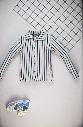 Erkek Çocuk Takım –Çizgili Gömlek ve Siyah Pantolon Kombini I Günlük ve Özel Günler İçin Çocuk Takım