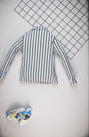 Erkek Çocuk Takım –Çizgili Gömlek ve Siyah Pantolon Kombini I Günlük ve Özel Günler İçin Çocuk Takım