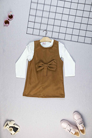 Zarif Bayramlık Kız Çocuk Takım – Dantelli Bluz & Kadife Elbise Prenseslere Özel Kız Çocuk Salopet