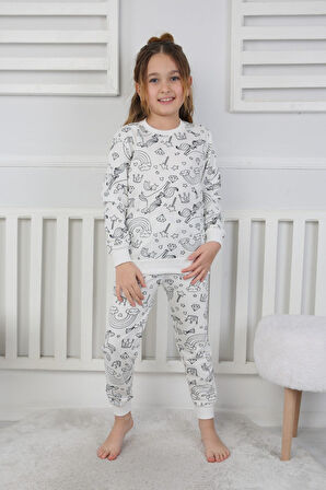 Hayal Gücünü Giy! Boyanabilir Pijama Takımı - Her Yıkamada Yeniden Tasarla - Kalem Hediyeli