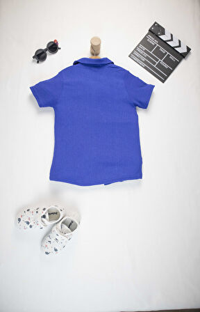 Erkek Çocuk Yazlık Takım 3-10 Yaş – Şortlu Gömlek Set | Börümcük Kumaş Alt Üst İkili Takım