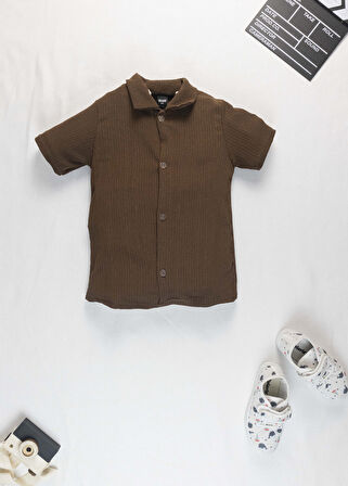 Erkek Çocuk Yazlık Takım 3-10 Yaş – Şortlu Gömlek Set | Börümcük Kumaş Alt Üst İkili Takım