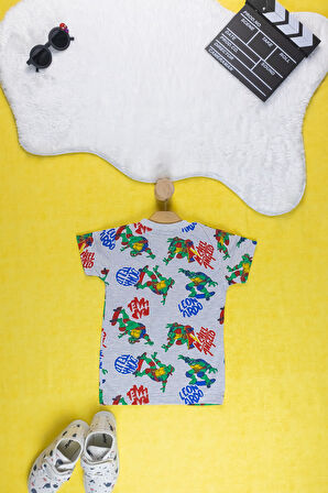 Erkek Çocuk Takım I Renkli Canlı Baskılı Pamuklu Tişört I Rahat Kısa Kollu Yazlık Tişört & Şort I