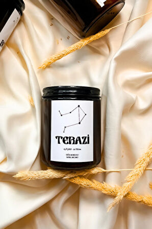 Terazi Burcu Gül Kokulu %100 Soya Mumu Amber Kavanoz Mum