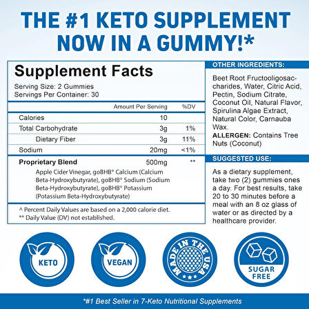 Apple Cider Vinegar + Keto Gummies 500 mg 60 gummies