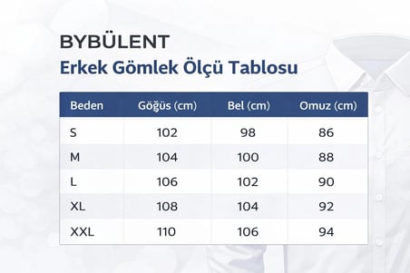 BYBÜLENT Erkek Beyaz Uzun Kollu Dar Kesim Pamuk Saten Özel Üretim Premium Kalite Gömlek