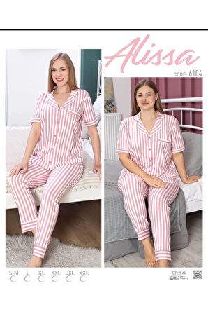 Kadın Pamuklu Pembe Pijama Takımı 6104
