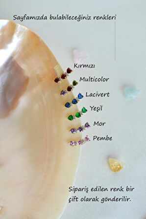 Zirkon Taşlı Sıralı Kalpli Küpe Lob Helix Kıkırdak Uyumlu