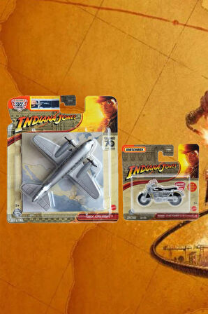 Matchbox 2 Araç İndiana Jones Set - Sky Busters MBX Airliner & İndiana Jones Themed Ducati Scrambler (1/64)
