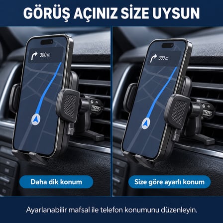 Dexxony HP-A14 Mandallı Araç İçi Havalandırma Telefon Tutucu, Ayarlanabilir ABS Plastik Siyah