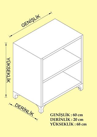 Kenzlife kitaplık beril 068*060*020 byz tekerlekli mutfak dolabı banyo ofis ayakkabılık kiler