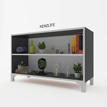 Kenzlife kitaplık tuğçe 068*090*020 gri ayaklı mutfak dolabı banyo ofis ayakkabılık kiler