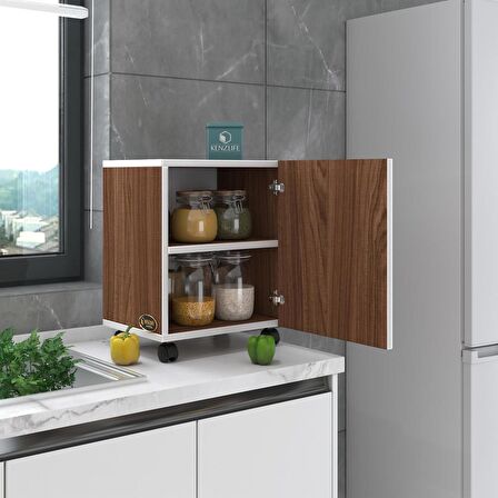 Kenzlife mutfak dolabı mine 048*030*032 cvz kapaklı tekerlekli banyo evrak ofis kitaplık ayakkabılık kiler