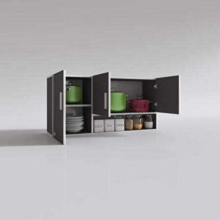 Kenzlife hazır mutfak mirandus22 gri 060*120*22 mutfak banyo dolabı kapaklı raflı