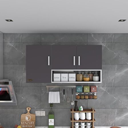 Kenzlife hazır mutfak mirandus22 gri 060*120*22 mutfak banyo dolabı kapaklı raflı