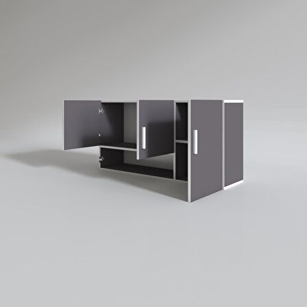 Kenzlife hazır mutfak mirena22 gri 060*120*22 mutfak banyo dolabı kapaklı raflı